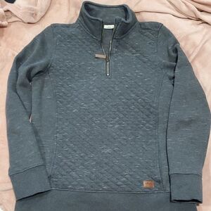 LL Bean Women's Gray Quilted Quarter Zip Pullover